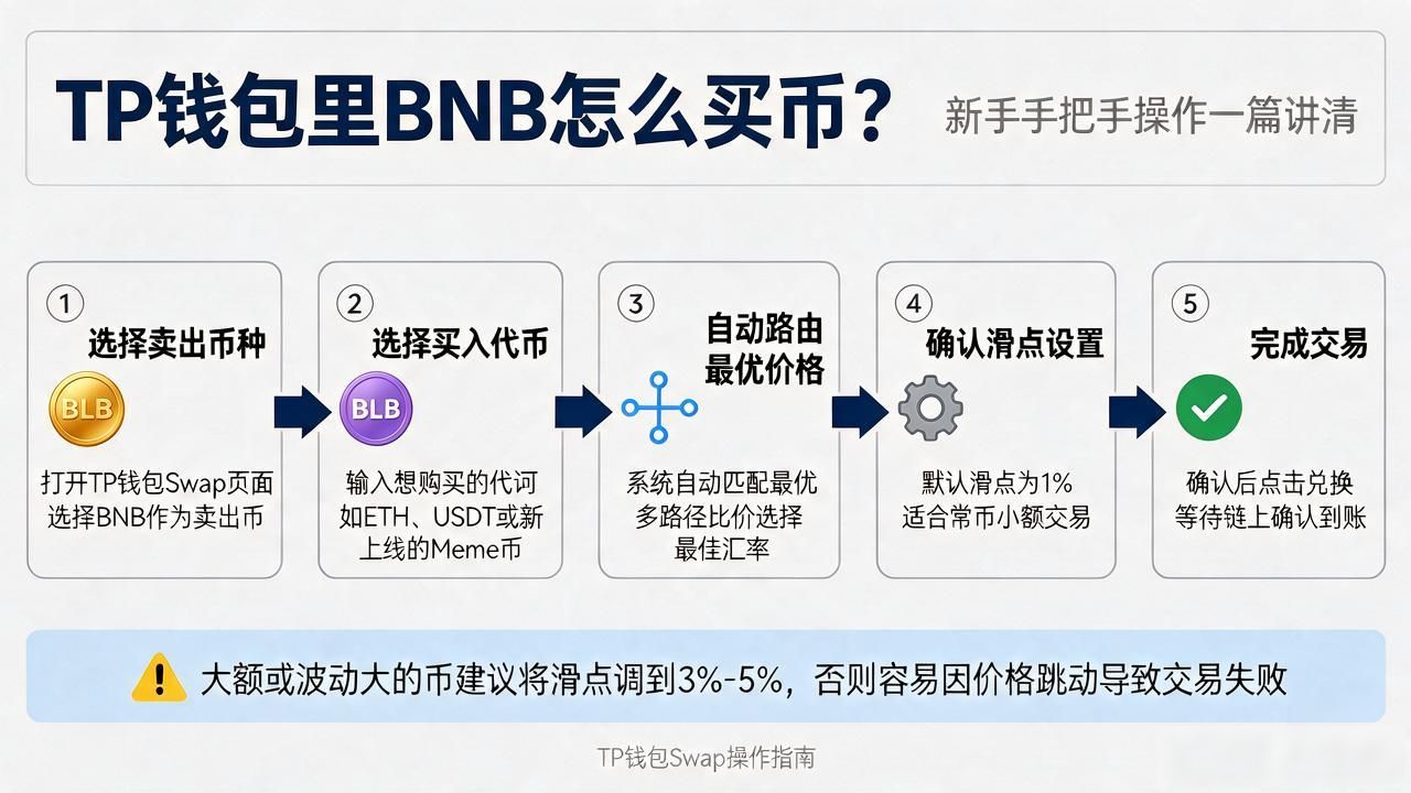 tp钱包里bnb怎么买币？新手手把手操作一篇讲清
